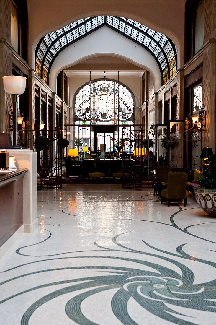 Interior Of Gresham Palace, Now A Four Seasons Hotel, Famous For Its Art Nouveau Architecture, Budapest, Hungary