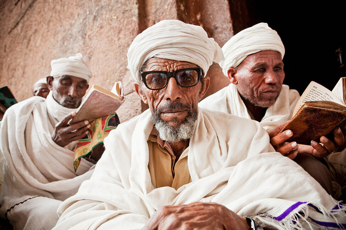 'Pilgrims at the Orthodox Easter celebrations; Lalibela, Ethiopia'