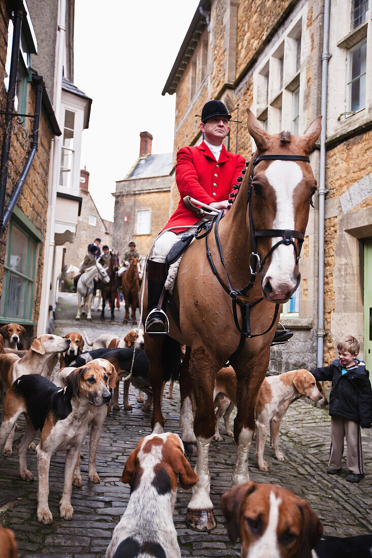'The Traditional Boxing Day Hunt in the centre of Castle Cary; Somerset, England'