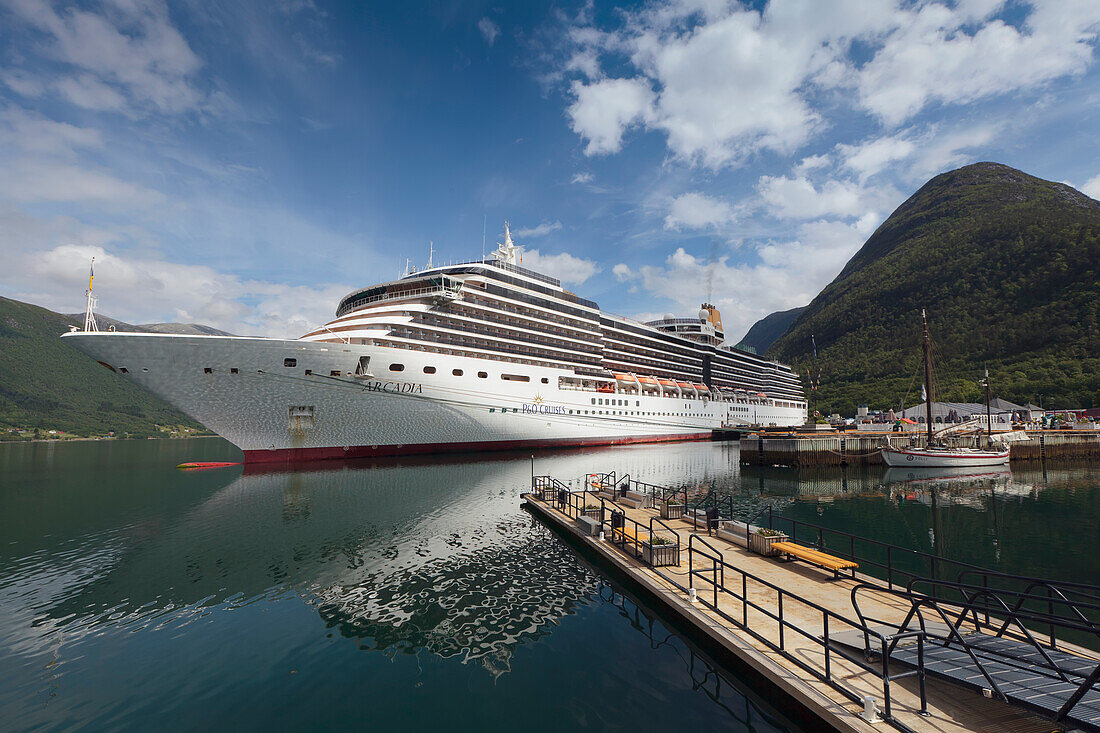 'Cruise ship in a port; Andalsnes, Rauma, Norway'