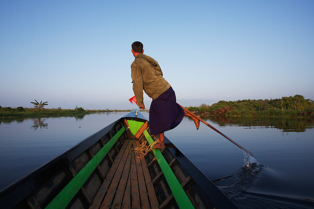'Leg rower fisherman on Inle Lake; Myanmar'