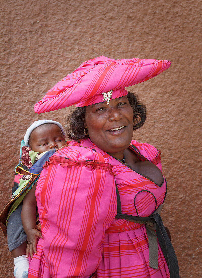 Himba woman and child, Kaokoland, Namibia, Africa