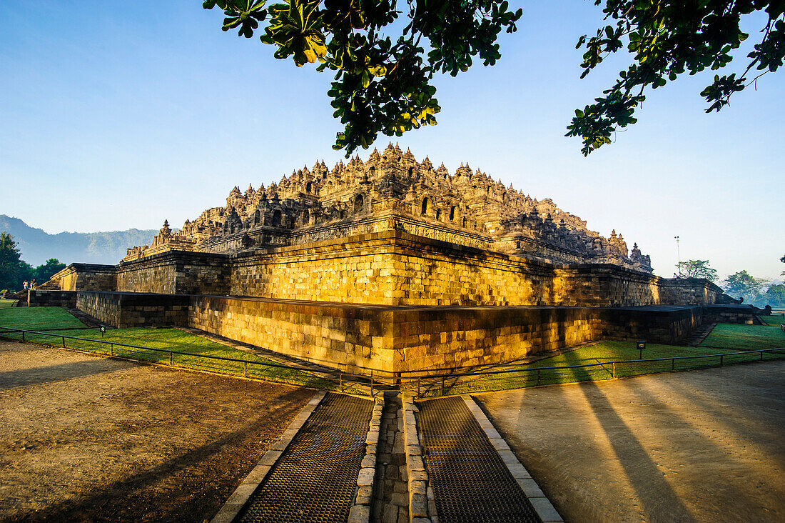 Early morning light at the temple complex of Borobodur, UNESCO World Heritage Site, Java, Indonesia, Southeast Asia, Asia