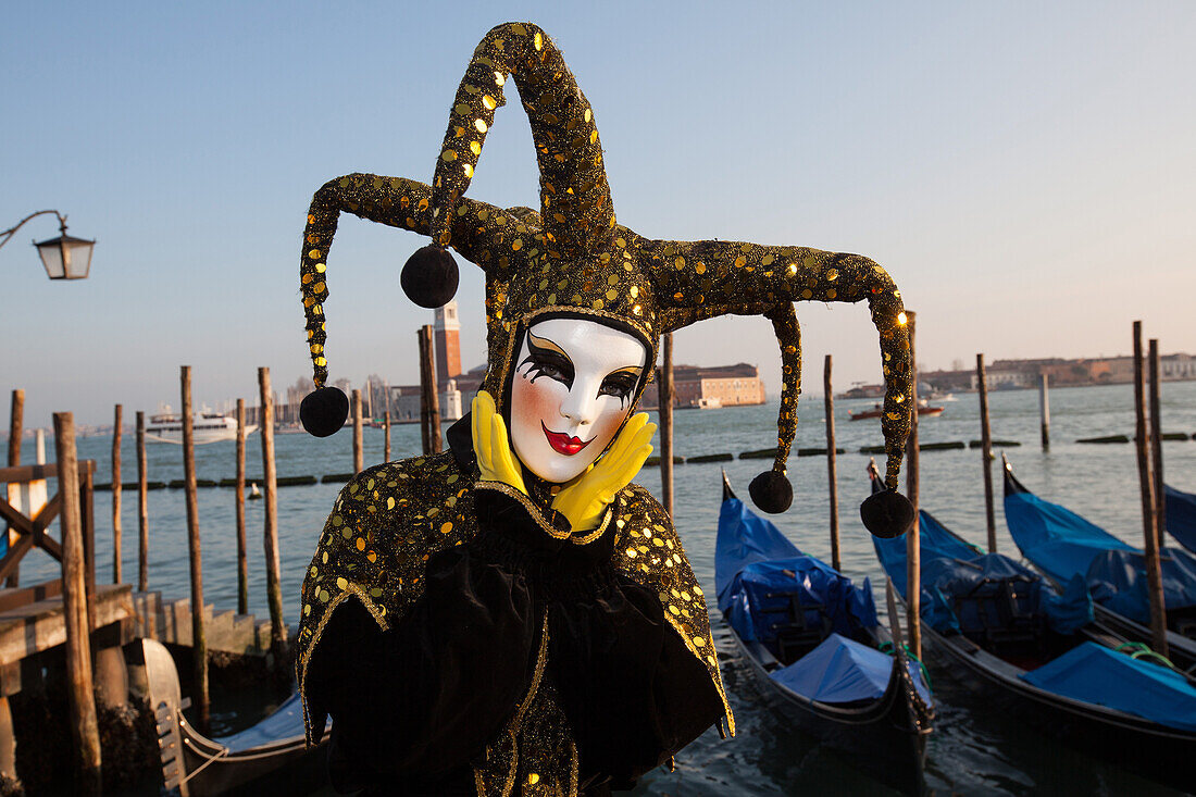 Carnival masks and costumes during Venice Carnival, St. Mark's Square, Venice, Veneto, Italy, Europe
