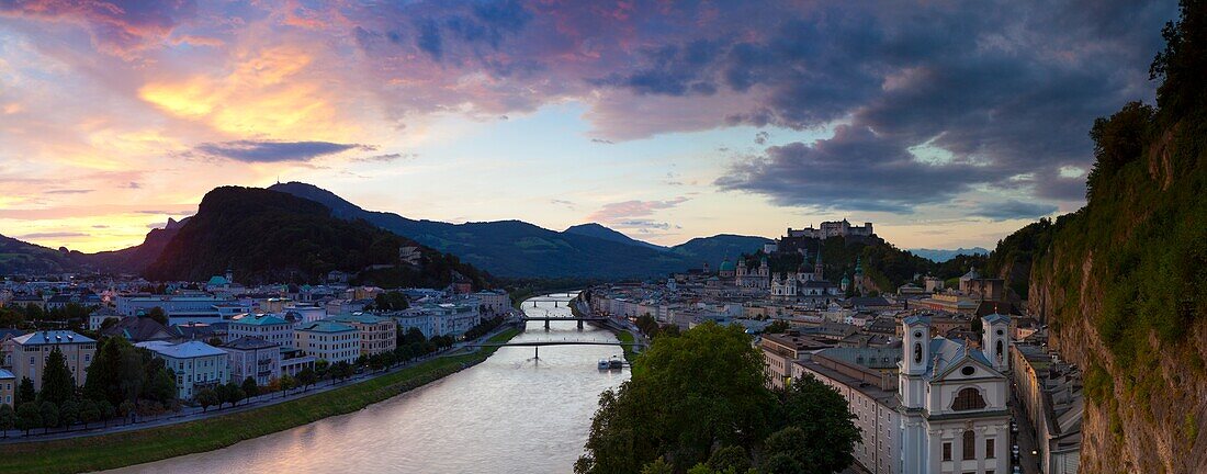 Sunrise over Hohensalzburg Fortress and Alt Stadt, Salzburg, Salzburger Land, Austria, Europe