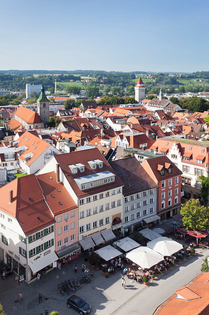 View from Blaserturm Tower, old town, Ravensburg, Upper Swabia, Baden Wurttemberg, Germany, Europe