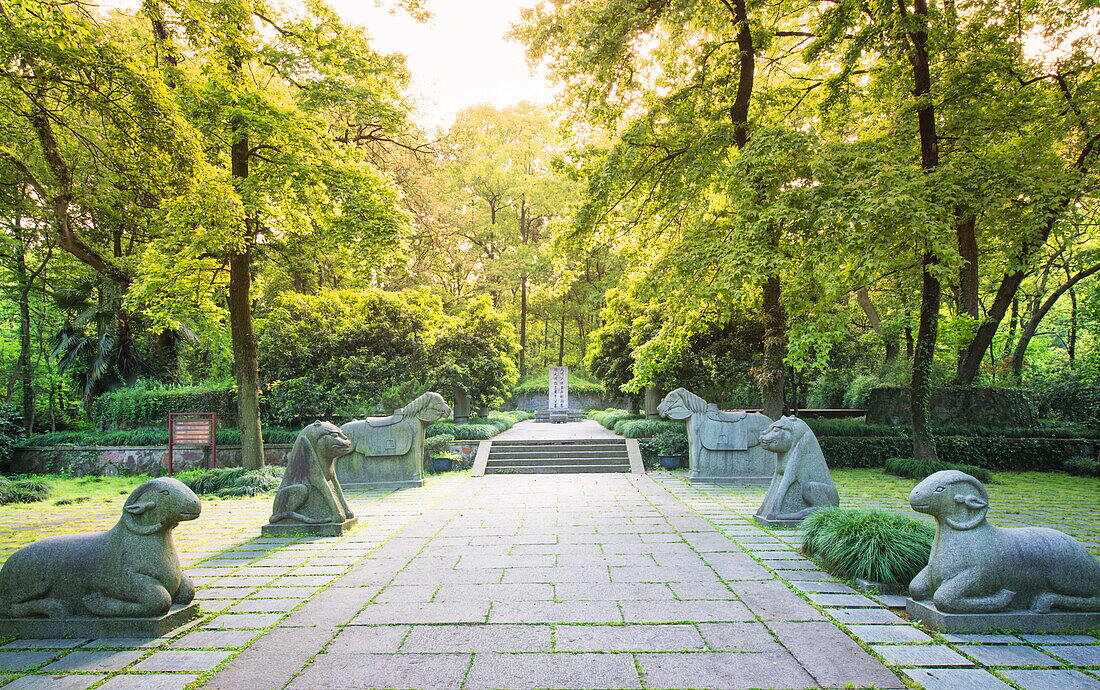 Yu Qian's Tomb with animal statues, Hangzhou, Zhejiang, China, Asia