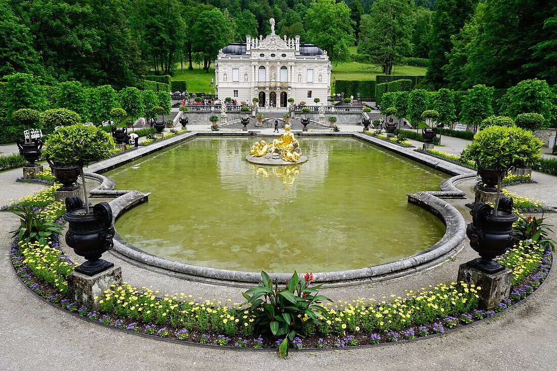 Palace of Linderhof, royal villa of King Ludwig the Second, Bavaria, Germany, Europe