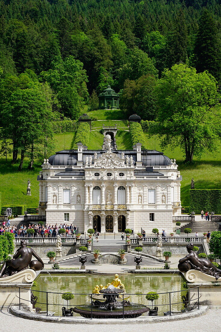 Palace of Linderhof, royal villa of King Ludwig the Second, Bavaria, Germany, Europe