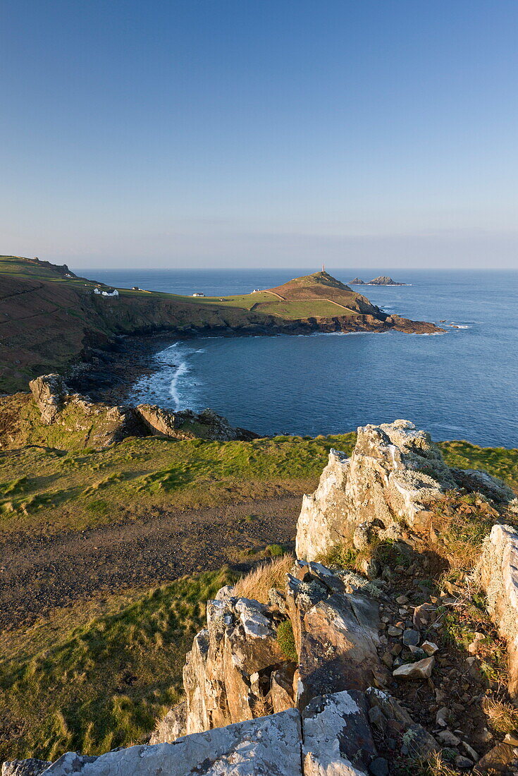 Cape Cornwall from Kenidjack Castle, Cornwall, England, United Kingdom, Europe