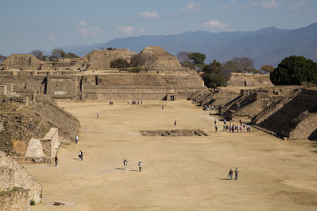 Plaza Principal, view from the Southern Platform, Monte Alban, UNESCO World Heritage Site, Oaxaca, Mexico, North America