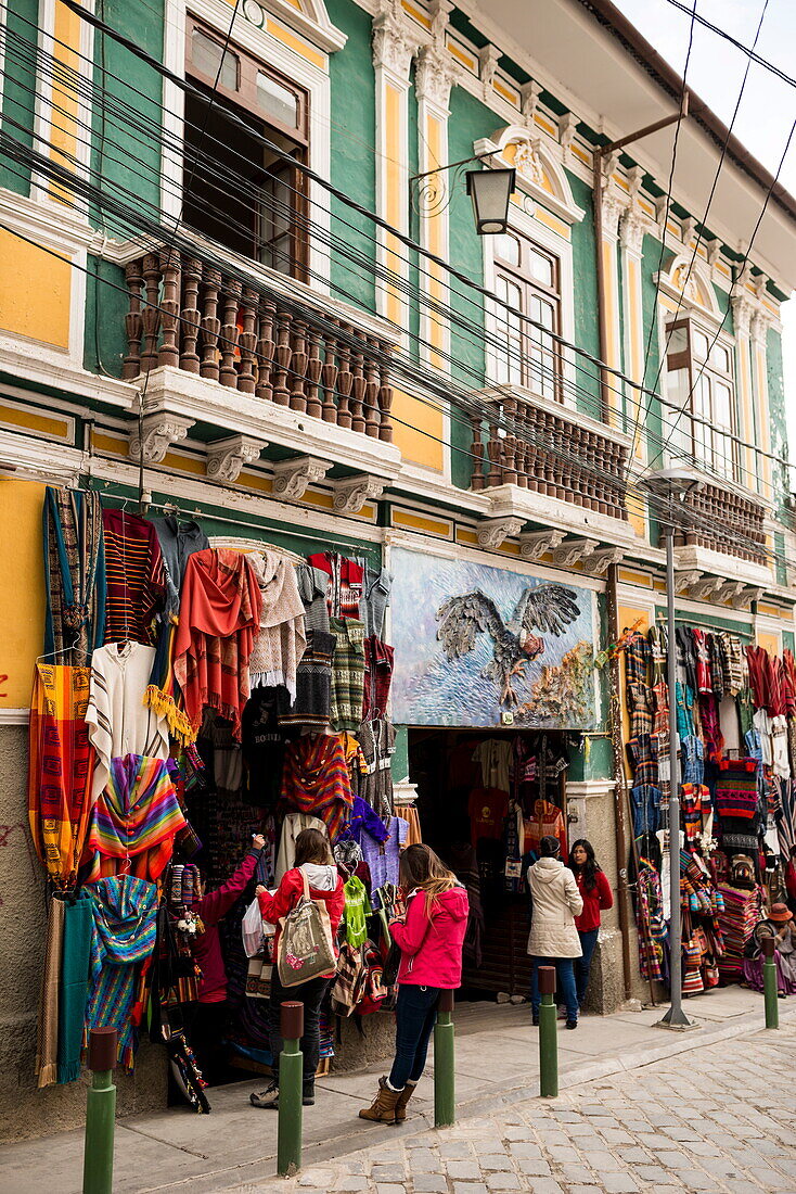 Textile shops, La Paz, Bolivia, South America