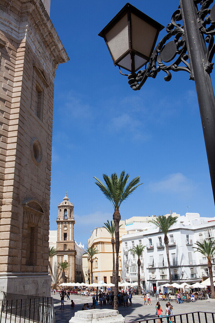 Plaza de la Catedral, square with cathedral in the historical town of Cadiz, Cadiz Province, Andalusia, Spain, Europe