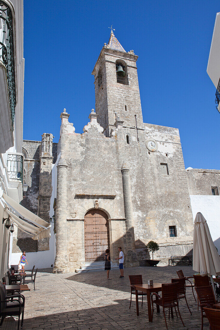 Church in the historical town of Vejer de la Frontera, Costa de la Luz, Cadiz Province, Andalusia, Spain, Europe