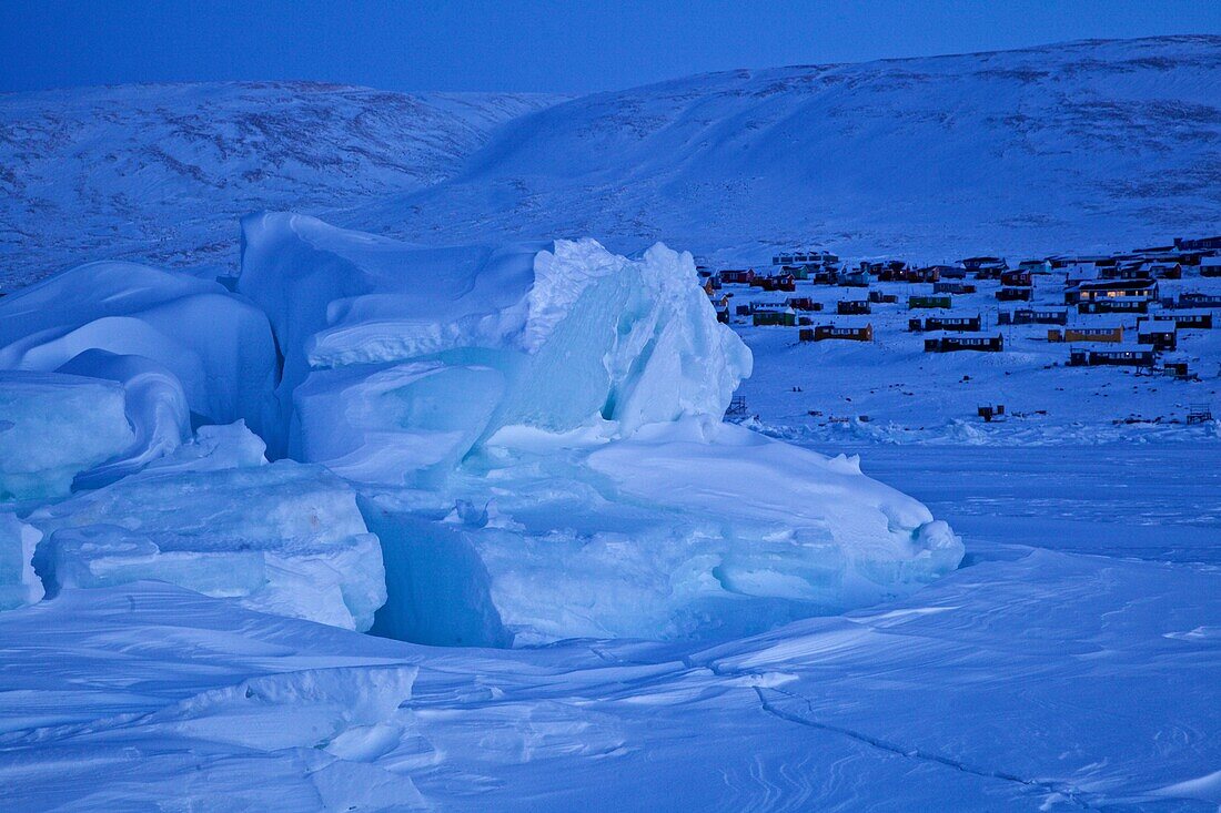 frozen ice formations in the ocean at Qaanaaq, Northwest Greenland, Greenland