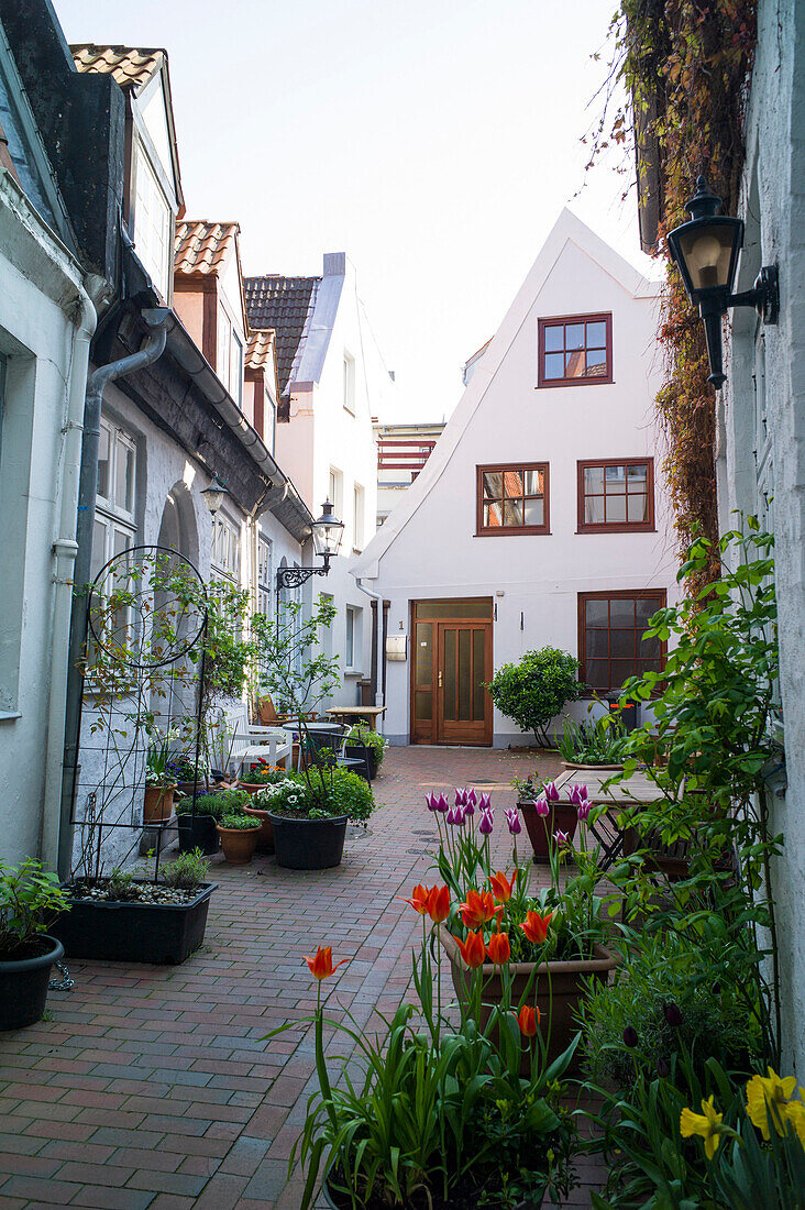 Lubeck courtyard, historic city, Lubeck, Schleswig-Holstein, Germany