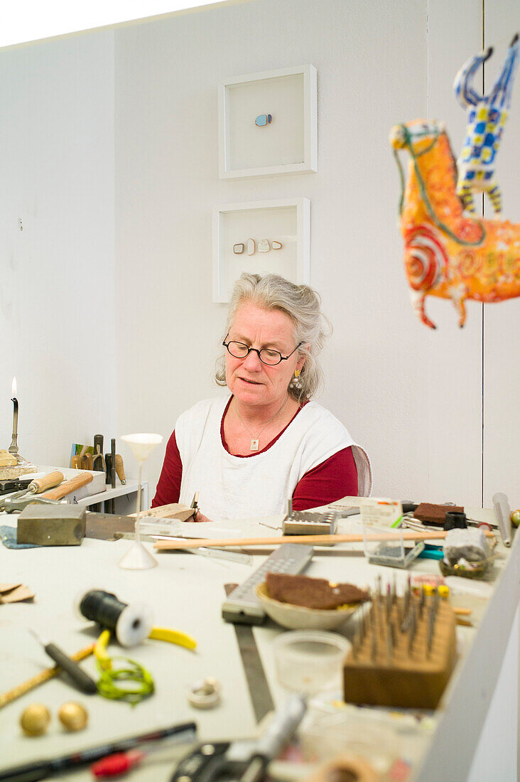 Goldsmith at work, Lubeck, Schleswig-Holstein, Germany