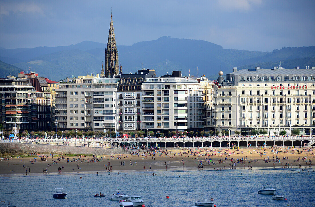 View towards San Sebastian, Basque country, North-Spain, Spain