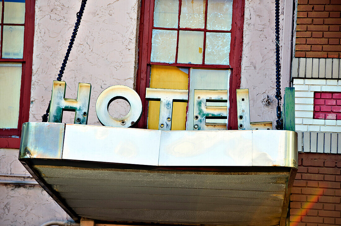 Louisiana, New Orleans, Signage for a run down Hotel.