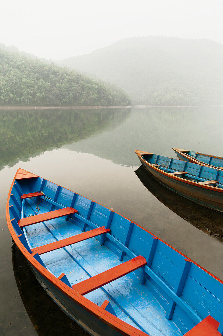 'Boats in the famous Pokhara Lake; Pokhara, Nepal'