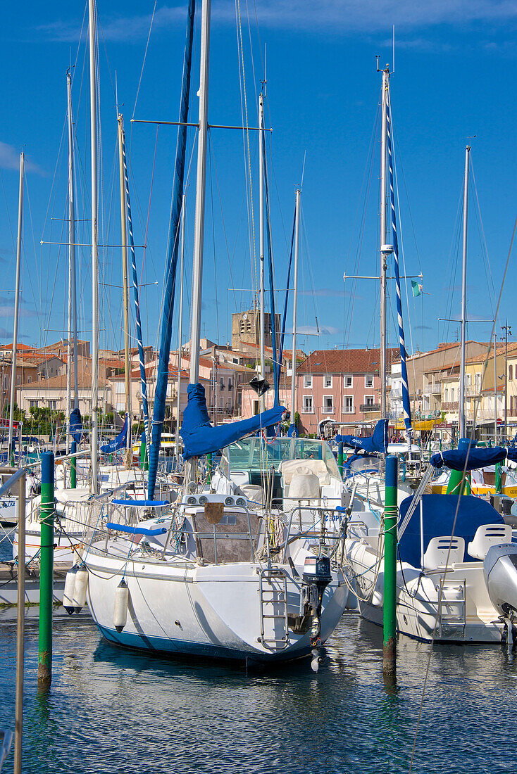 Boats in marina, Meze, Herault, Languedoc Roussillon region, France, Europe
