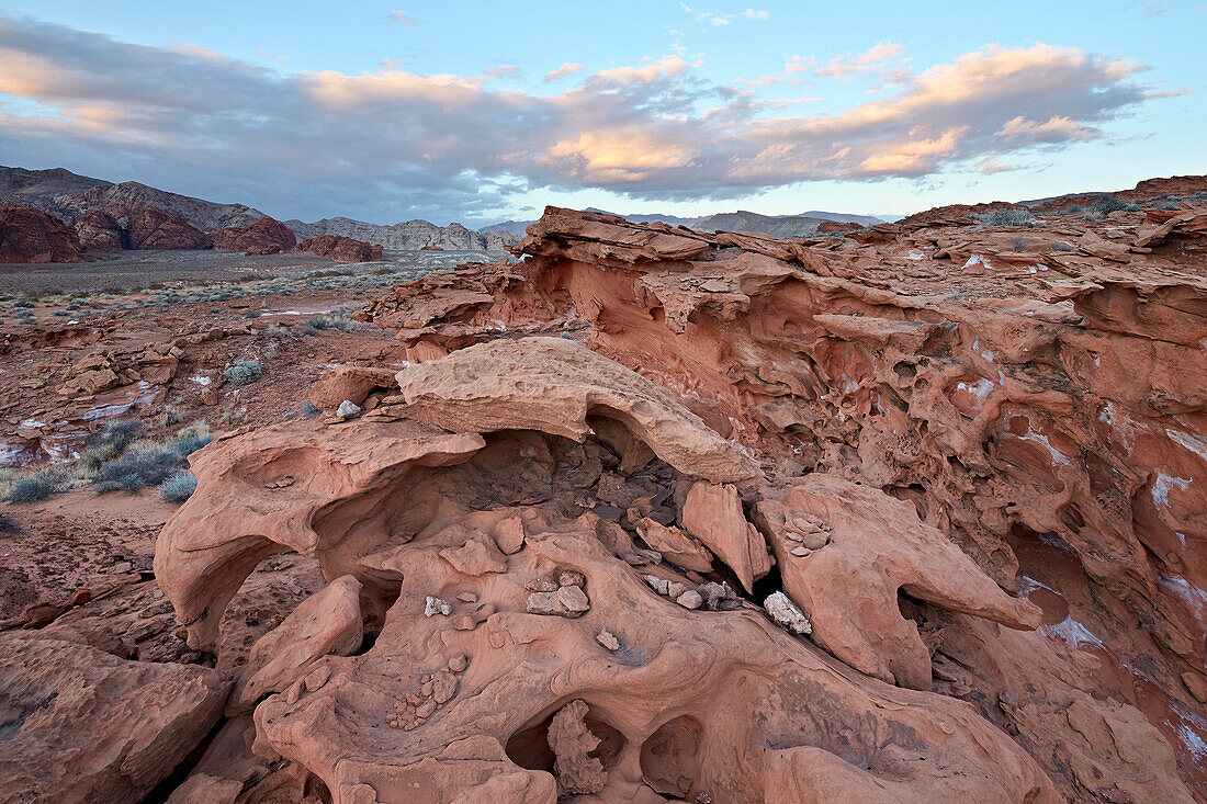Sandstone formation under clouds, Gold Butte, Nevada, United States of America, North America