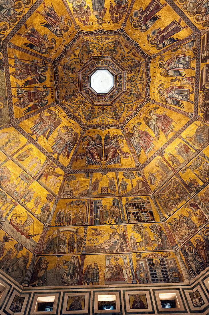 Mosaic ceiling of dome of the Battistero (Baptistry), Florence (Firenze), UNESCO World Heritage  Site, Tuscany, Italy, Europe