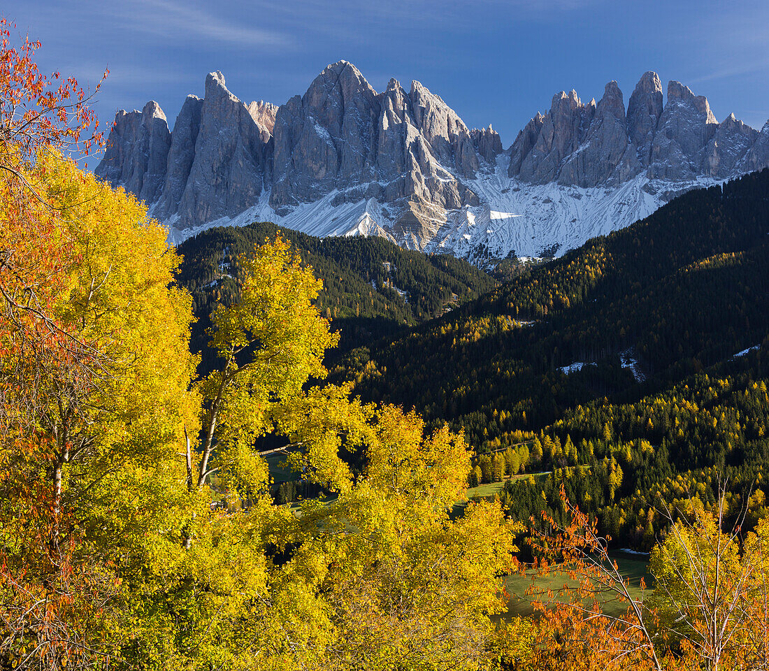 Villnösstal, Geisler Spitzen, Gruppo delle Odle, Südtirol, Alto Adige, Dolomiten, Italien