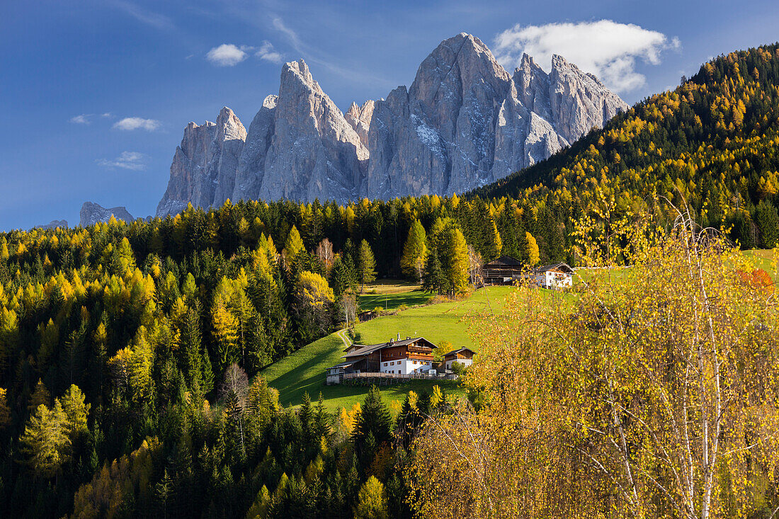 Villnoesstal valley, Geisler Spitzen, Gruppo delle Odle, Alto Adige, South Tyrol, Dolomites, Italy