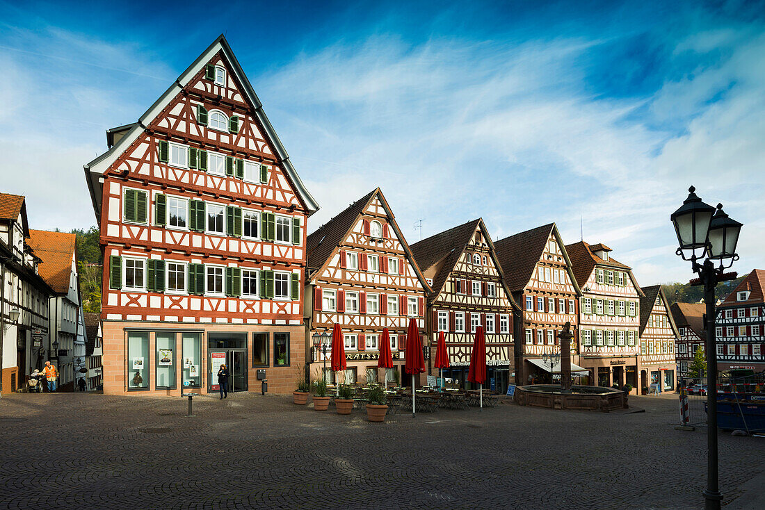 Fachwerkhäuser in Calw, Schwarzwald, Baden-Württemberg, Deutschland