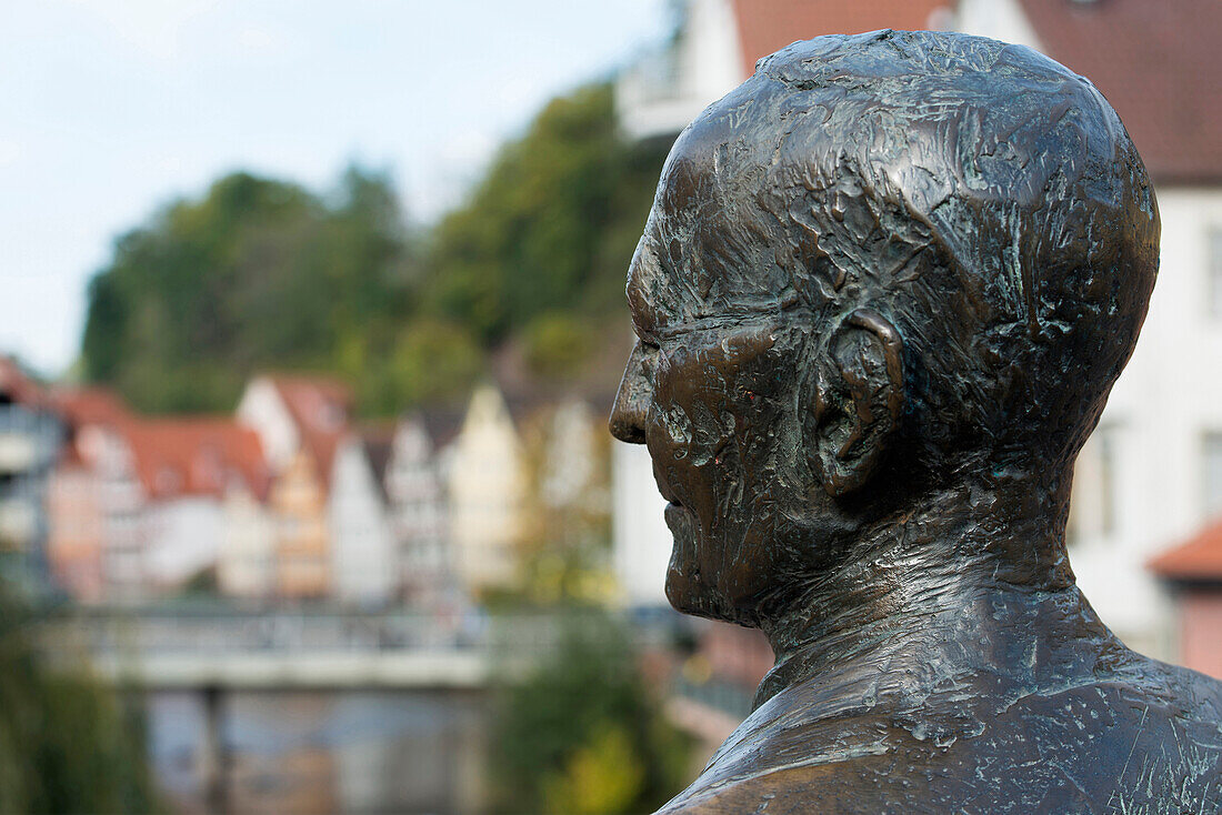 Hermann Hesse Skulptur, Calw, Schwarzwald, Baden-Württemberg, Deutschland