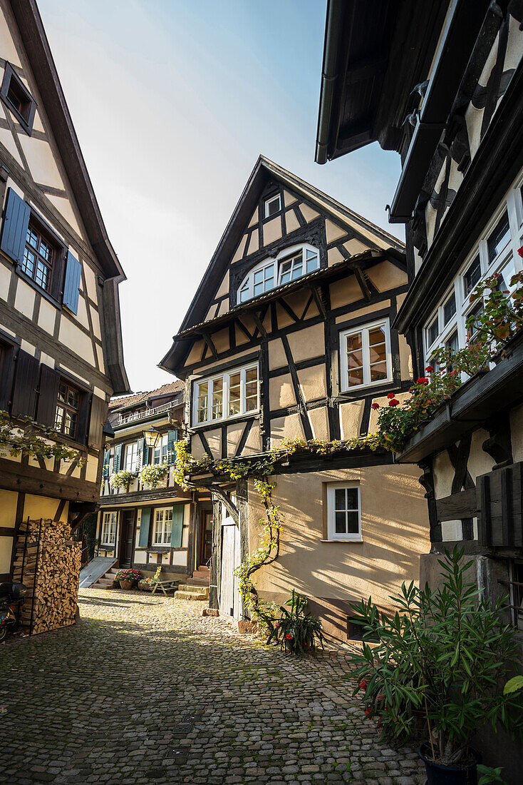 Engel alley with timber frame houses, Gengenbach, Black Forest, Baden-Wuertemberg, Germany