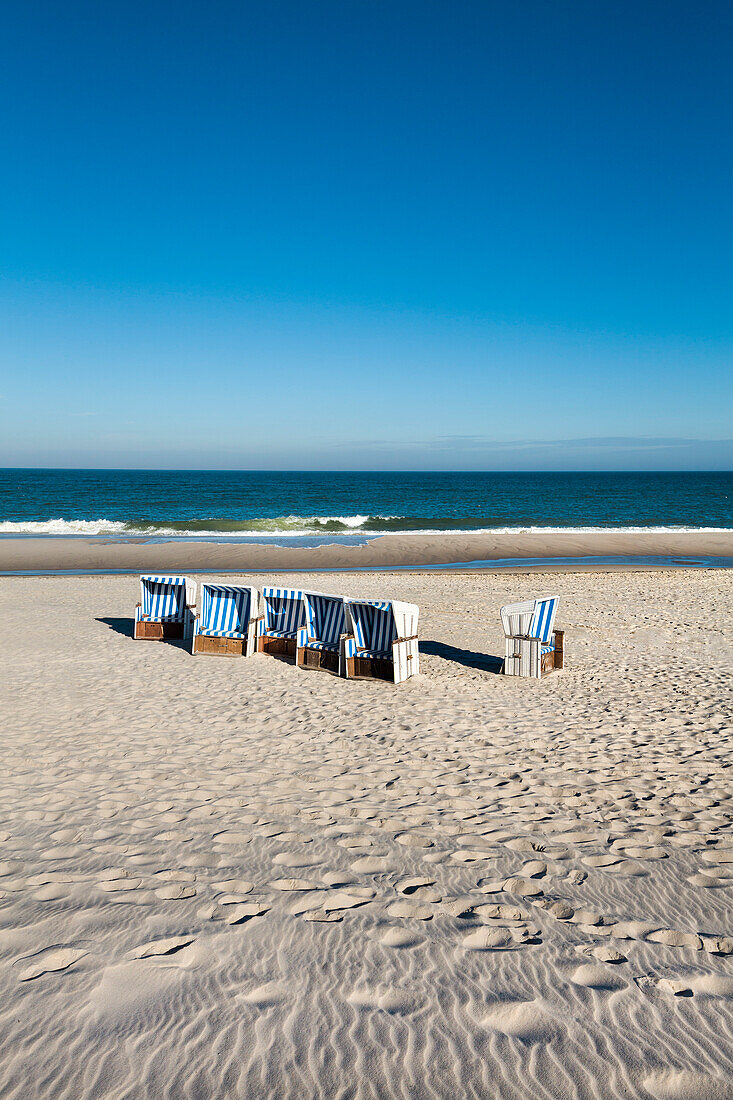 Beach chairs, Sylt Island, North Frisian Islands, Schleswig-Holstein, Germany
