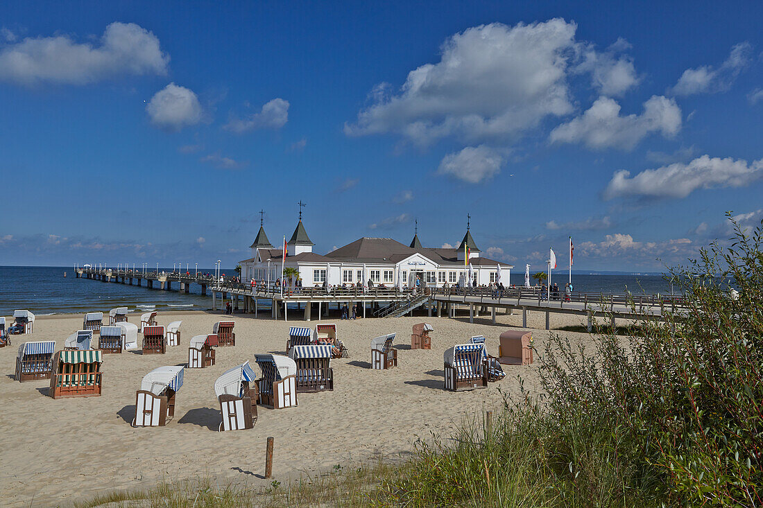 Ahlbeck pier, Usedom, Baltic Sea coast, Mecklenburg Western Pomerania, Germany
