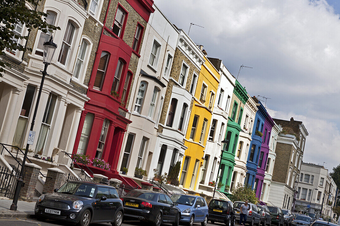 Bunte Häuser, Notting Hill, London, England, Großbritannien