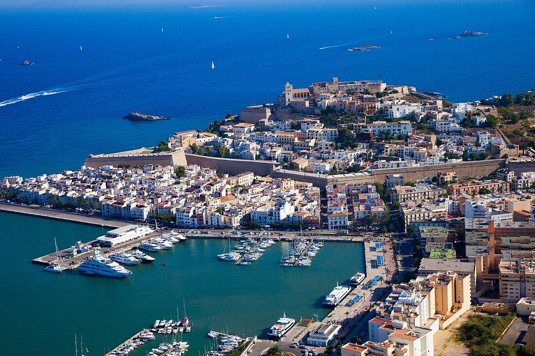 Aerial view Eivissa. Ibiza City. Ibiza. Balearic Islands. Spain.