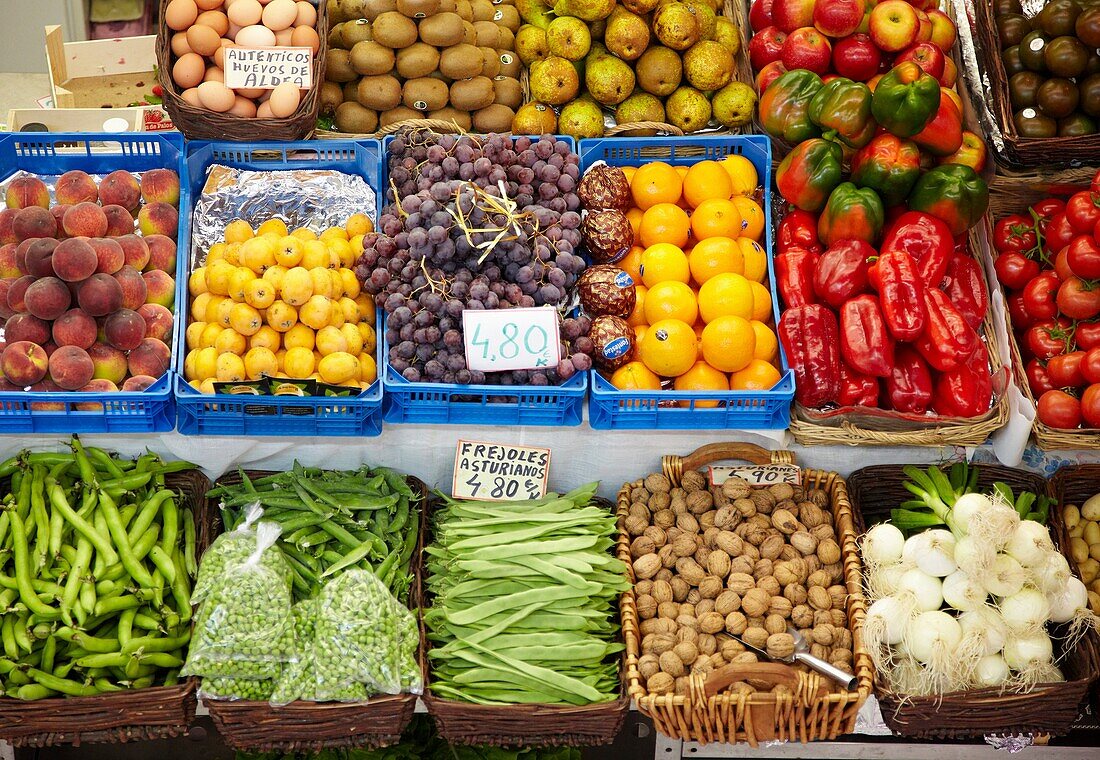 Obst und Gemüse, Mercado del Sur, Gijón, Asturien, Spanien