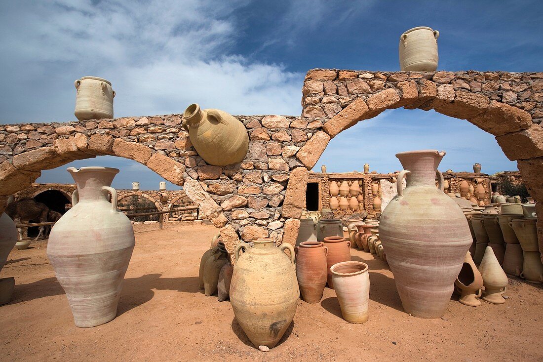 Tunisia, Jerba Island, Guellala, locally produced pottery for sale