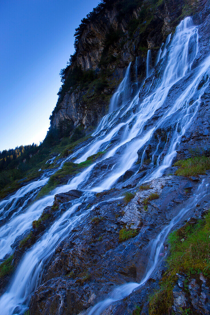 Jungibäche, Switzerland, canton Bern, Bernese Oberland, Gental, brooks, springs, sources, waterfalls, cliff wall