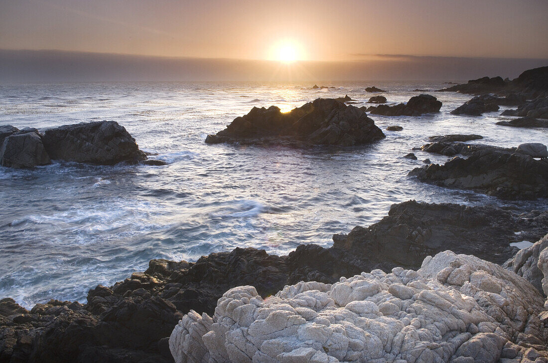 Sunset over the rugged coast of Big Sur, Garrapata State Park California.