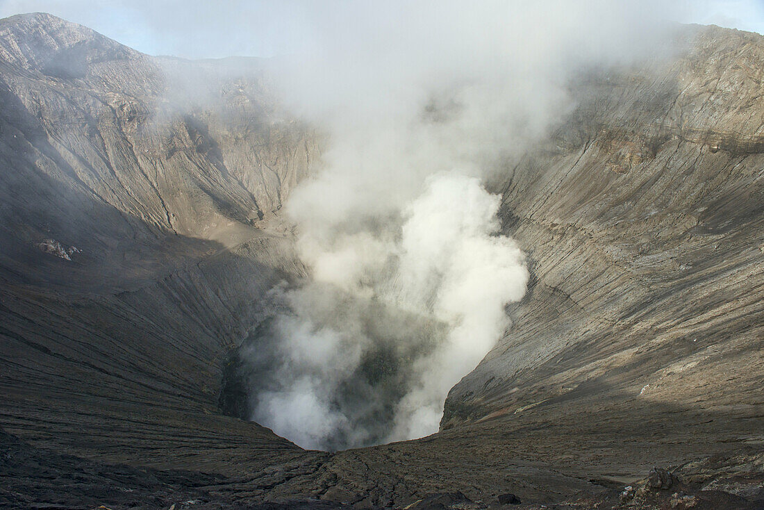 The smoking crater of Mount Bromo, East Java, Indonesia.