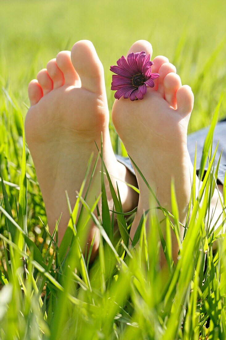 Feet on grass