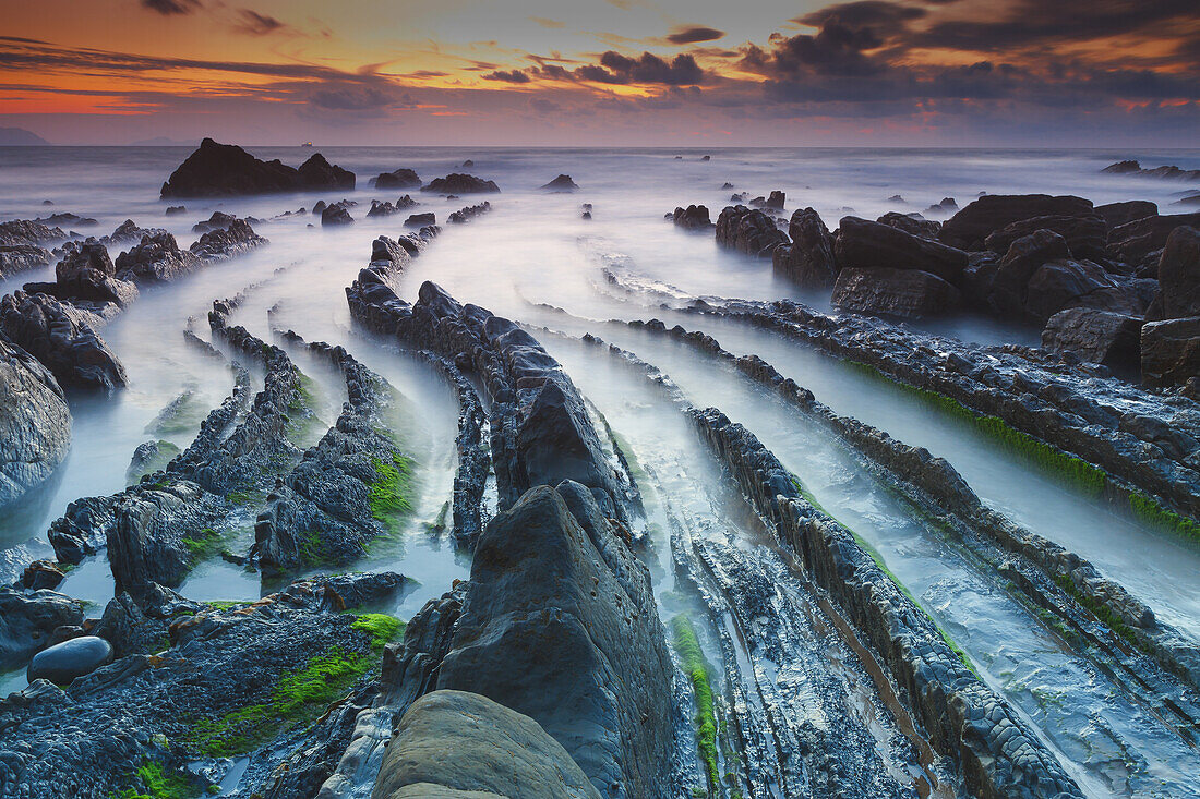 Rocky beach. Barrika, Biscay, Basque Country, Spain, Europe.