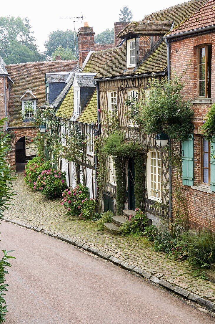 Altes französisches Dorf mit Fachwerkhäusern