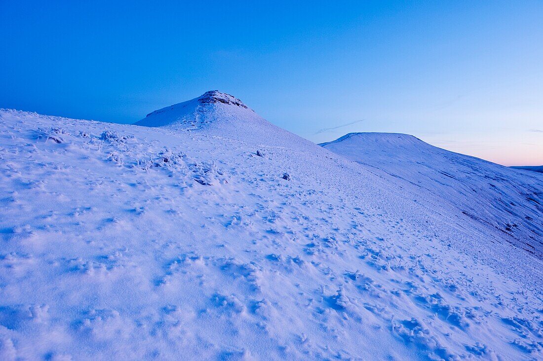 Corn Du and Pen Y Fan winter dawn, Brecon Beacons national park, Wales