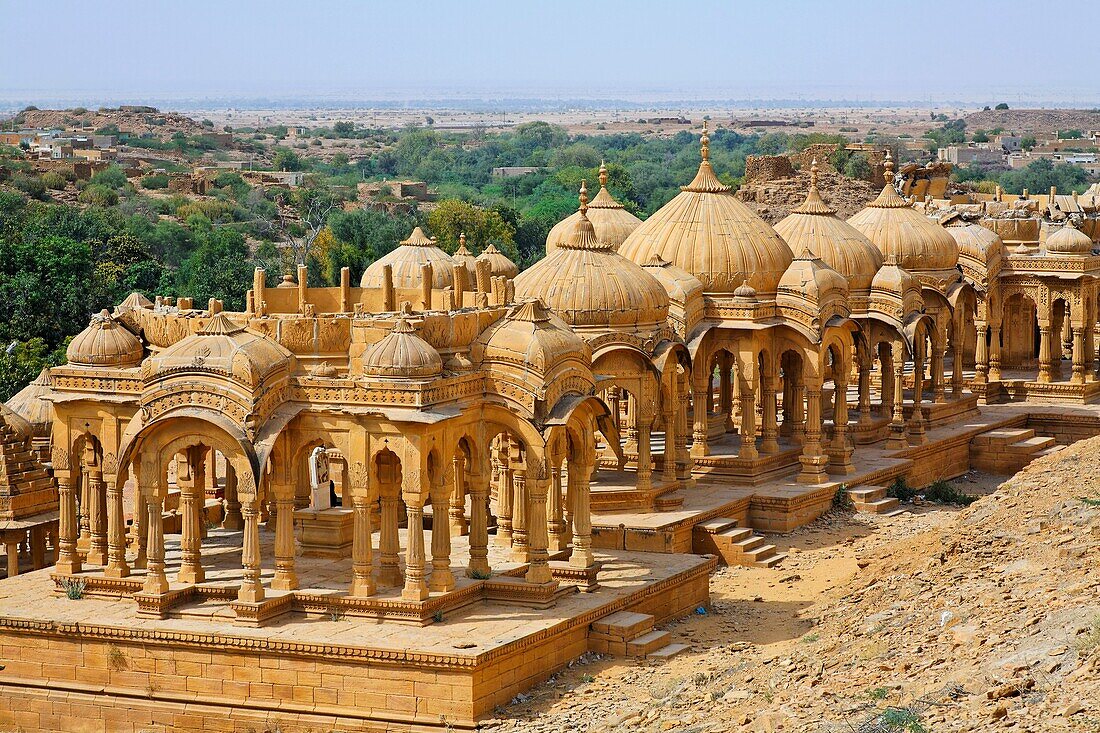 The Royal Cenotaphs near Jaisalmer, Rajasthan, India