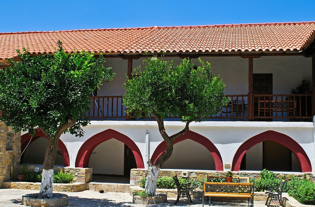 Courtyard of Megali Panagia, Monastery of Virgin Mary, Samos, Greece