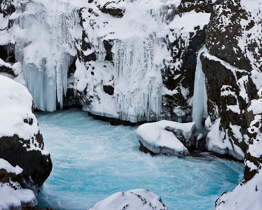 Barnafossar waterfalls in Borgarfjordur, Iceland, Barnafossar appears in many Icelandic folk tales