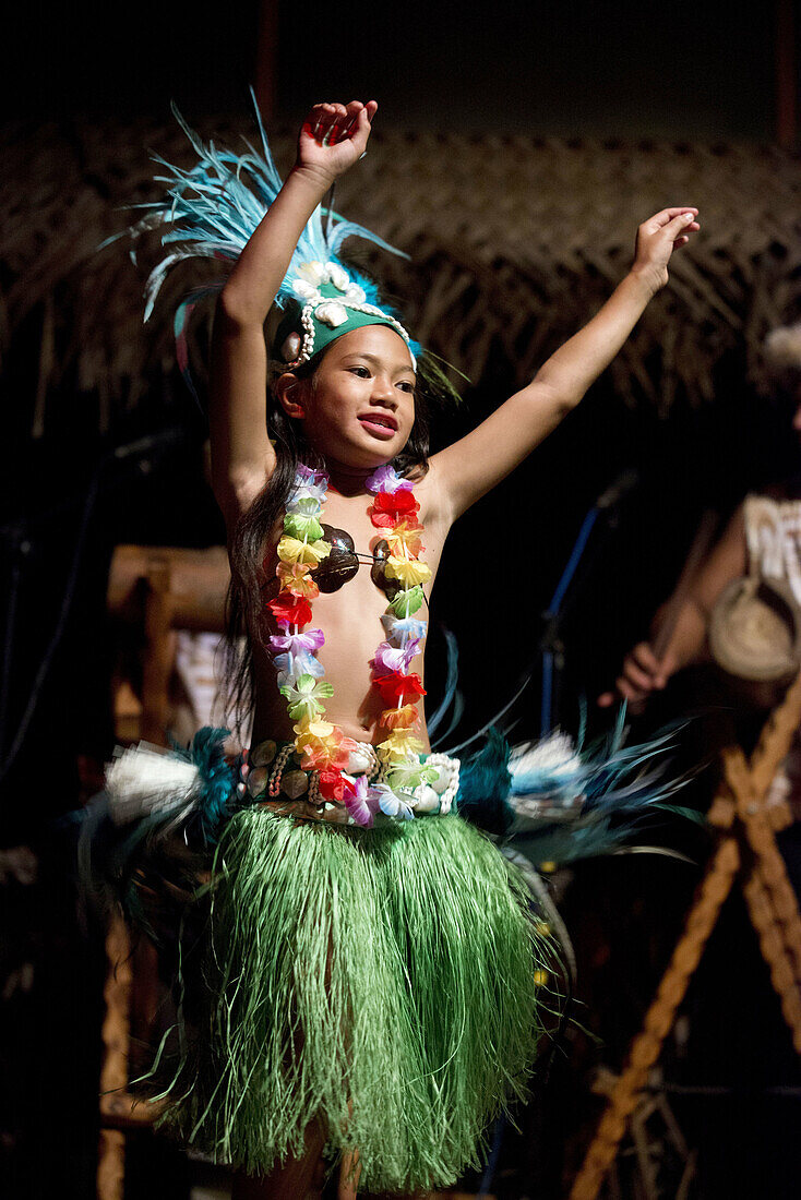 Female Polynesian Dancer at Cultural Show, Rarotonga Editorial