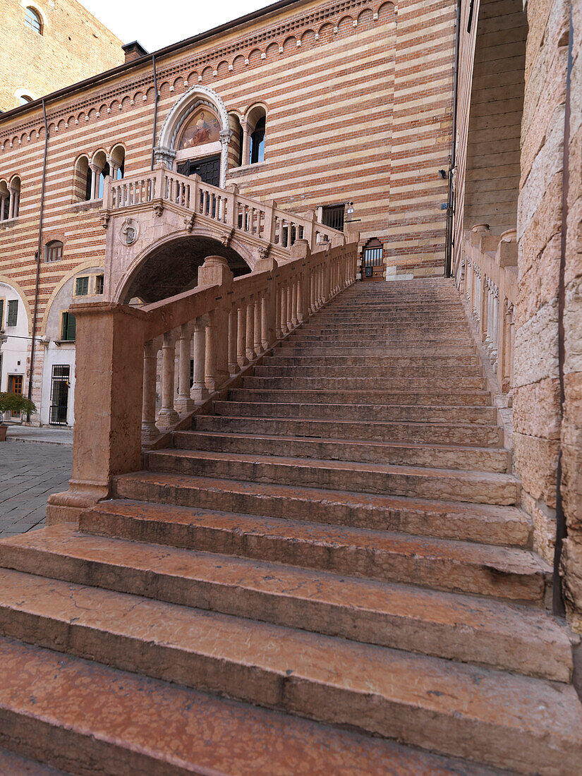 Staircase, Piazza delle Erbe, Verona, Veneto, Italy
